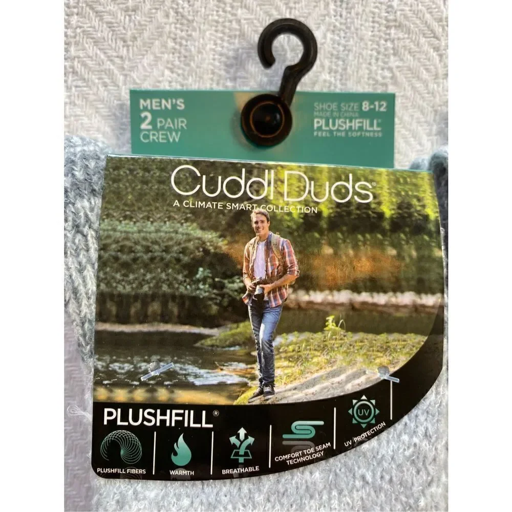 CUDDL DUDS MENS ClimateSmart TWO 2-PackS Sports Stripe and Colorblock Crew Socks